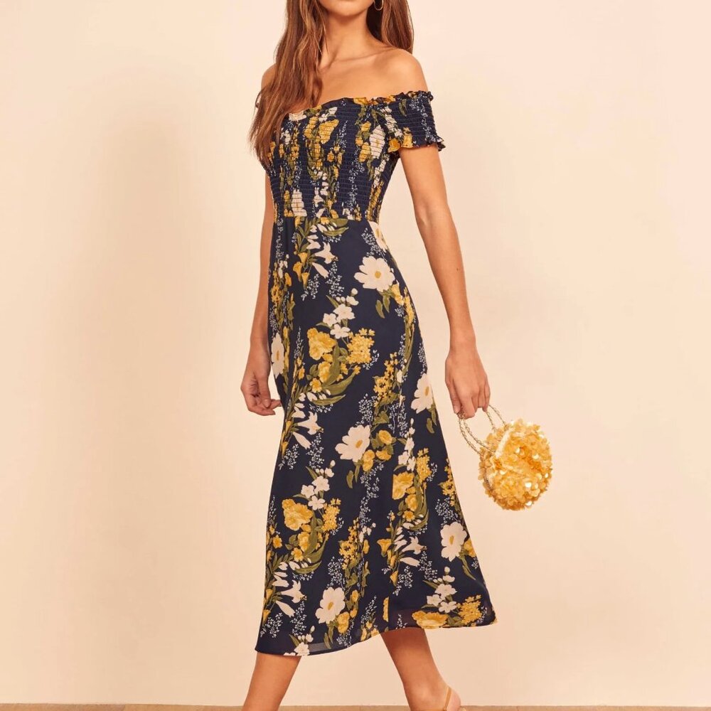 NWOT - Reformation Murphy Dress in Graciella (Navy Floral) - 10